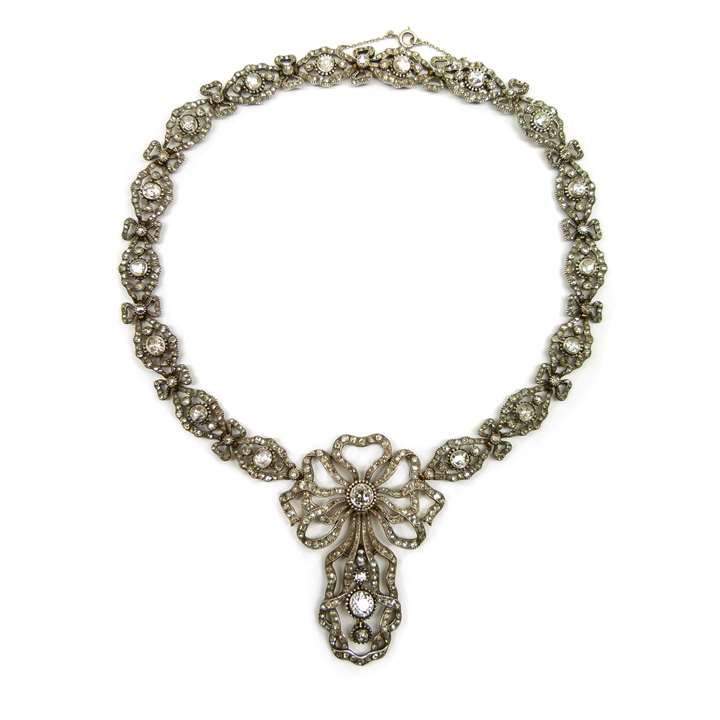 Antique diamond pendant necklace of 18th century style